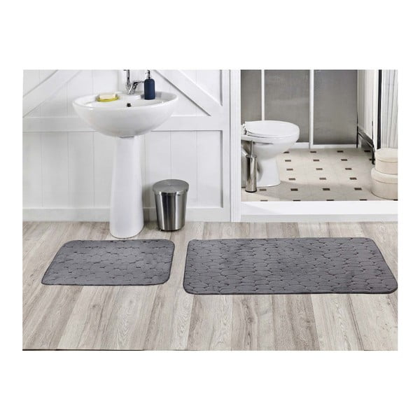 Zestaw 2 dywaników łazienkowych Milas Gri, 50x60 cm + 60x100 cm