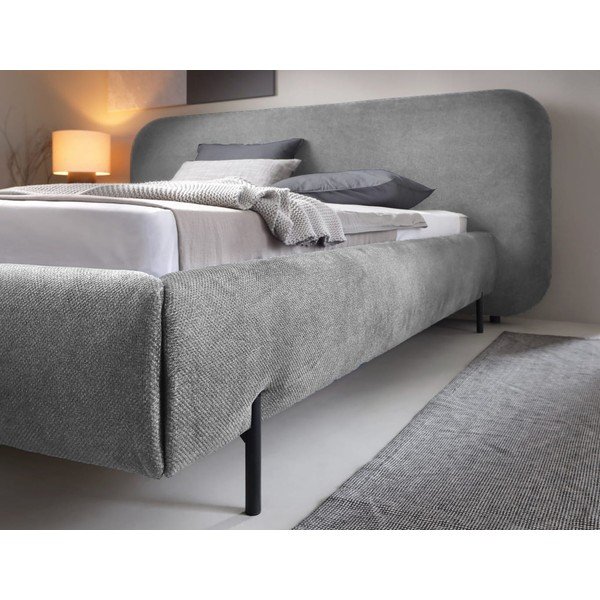 Szare tapicerowane łóżko dwuosobowe ze schowkiem ze stelażem 140x200 cm Pointt – ELTAP-image-4