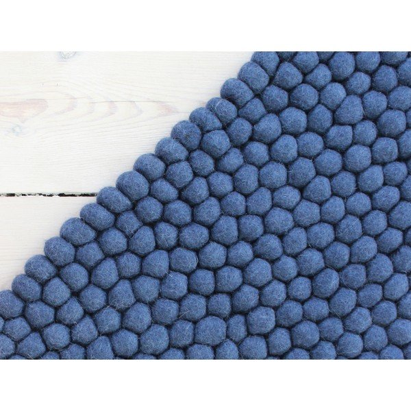 Niebieski wełniany dywan kulkowy Wooldot Ball Rugs, 100x150 cm-image-1