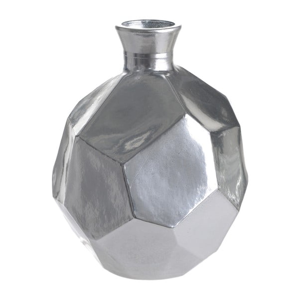 Wazon szklany Polygon, 18 cm, srebrny