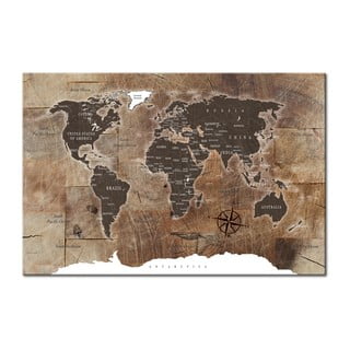 Tablica z mapą świata Bimago Wooden Mosaic 90x60 cm