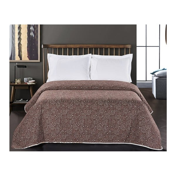 Brązowo-biała narzuta dwustronna z mikrowłókna DecoKing Alhambra, 220x240 cm-image-3