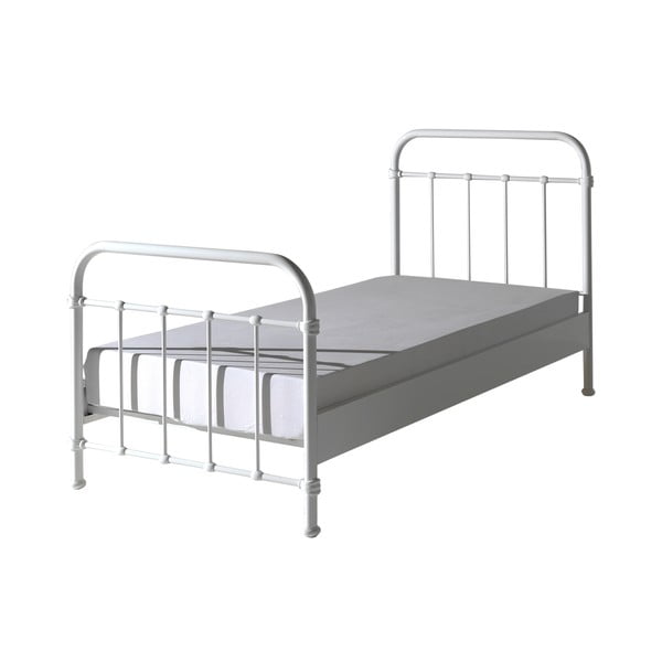 Białe metalowe łóżko dziecięce Vipack New York, 90x200 cm