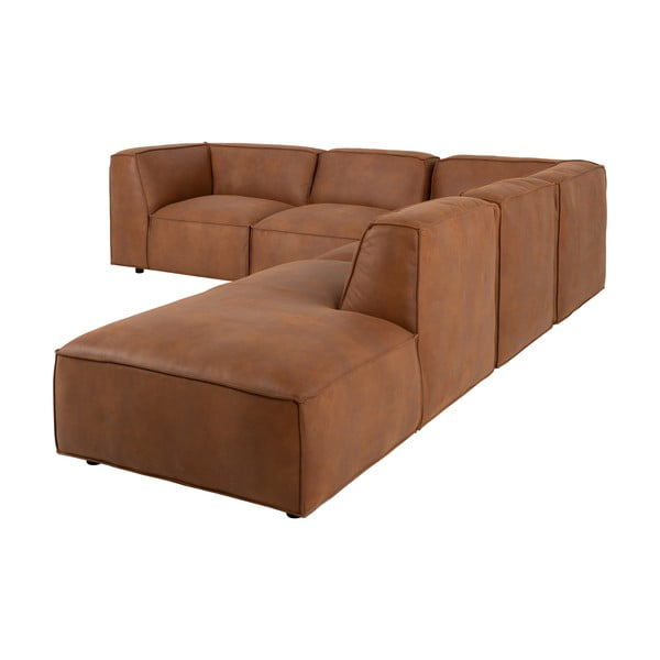 Koniakowy narożnik z imitacji skóry (prawostronny) Fairfield Kentucky – Bonami Selection-image-4