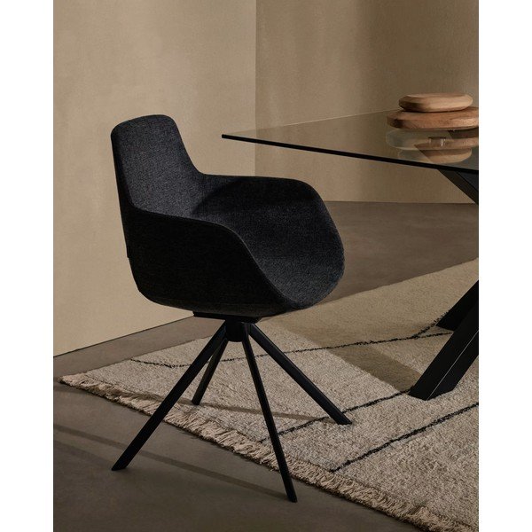 Ciemnoszare tapicerowane fotele jadalniane zestaw z podłokietnikami 2 szt. Tissiana – Kave Home-image-1