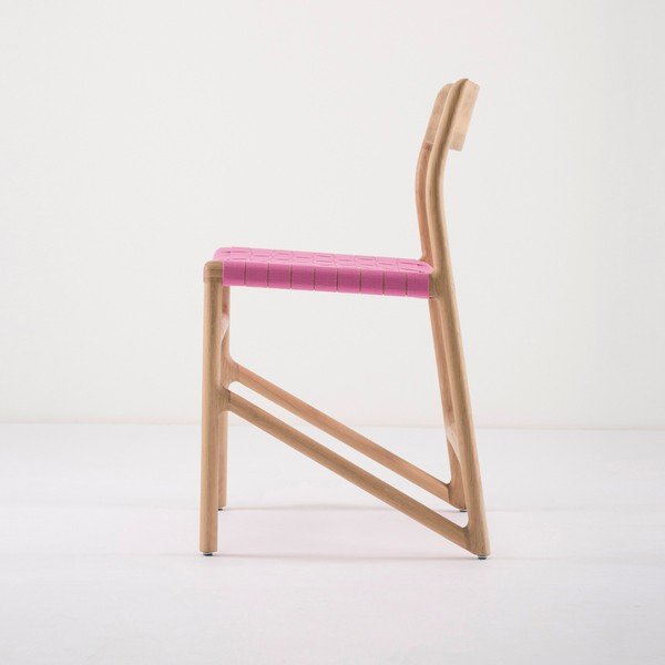 Krzesło z litego drewna dębowego z różowym siedziskiem Gazzda Fawn-image-2