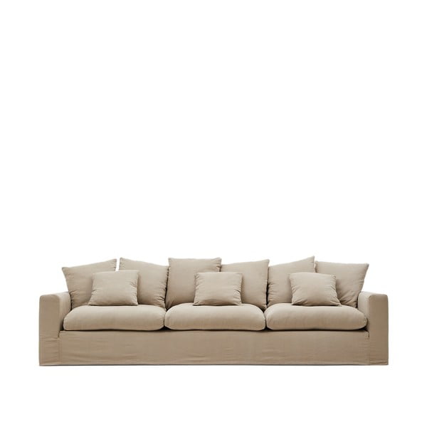 Beżowa lniana sofa 340 cm Nora – Kave Home