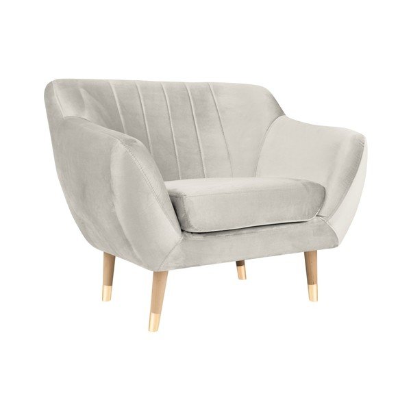 Kremowy aksamitny fotel Mazzini Sofas Benito-image-2