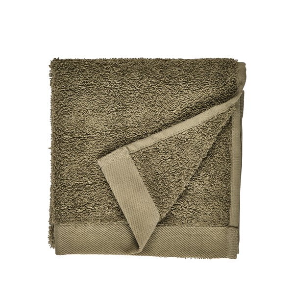 Oliwkowy ręcznik z bawełny frotte Södahl, 60x40 cm