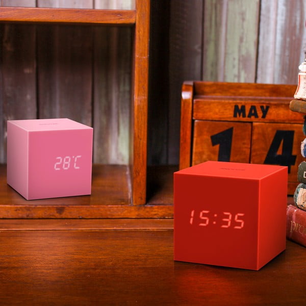 Czerwony budzik LED Gingko Gravitry Cube-image-2