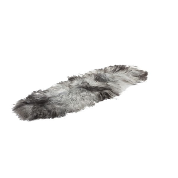 Szary dywan z 2 rodzajów skór z długim włosiem Woooly Icelandic