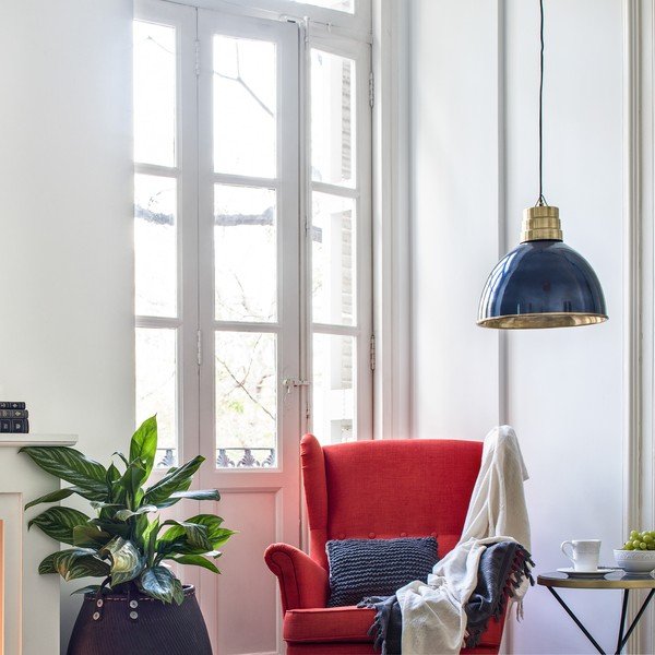 Lampa wisząca z metalowym kloszem w kolorze złoto-granatowym ø 40 cm Sublime – HF Living-image-1
