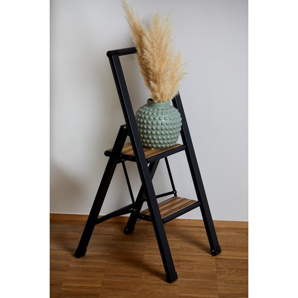 Czarna aluminiowa antypoślizgowa drabina składana Wenko Stepladder II.-image-4