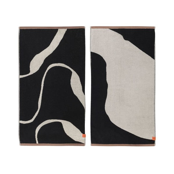 Czarno-białe ręczniki z bawełny organicznej zestaw 2 szt. 50x90 cm Nova Arte – Mette Ditmer Denmark