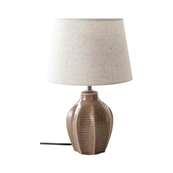Beżowa/ciemnobrązowa lampa stołowa ceramiczna (wysokość 34 cm) Wera – Jotex