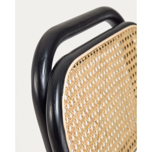 Czarny hoker z litego drewna wiązu (wysokość siedziska 65 cm) Doriane – Kave Home-image-4