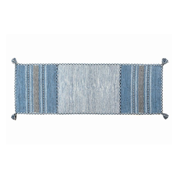 Niebieski chodnik ręcznie tkany Navaei & Co Kilim Tribal 509, 240x60 cm