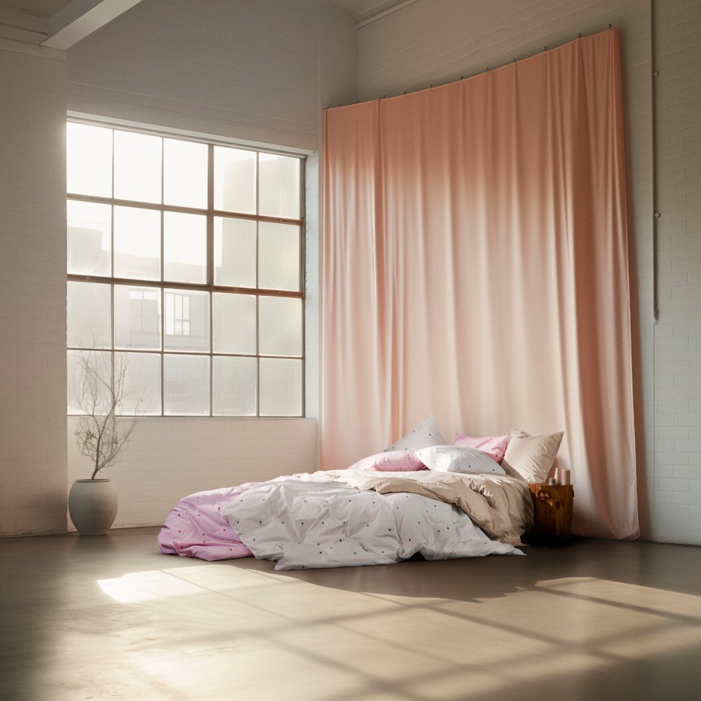 Beżowa pościel jednoosobowa z perkalu bawełnianego 140x200 cm Daisy – JUNA (zdjęcie 9)