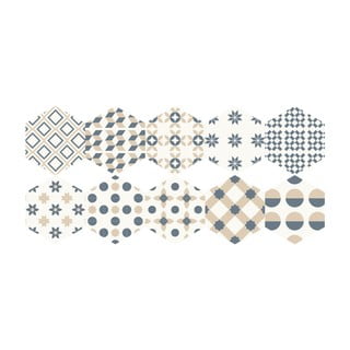 Zestaw 10 naklejek podłogowych Ambiance Hexagons Gotzone, 20x18 cm