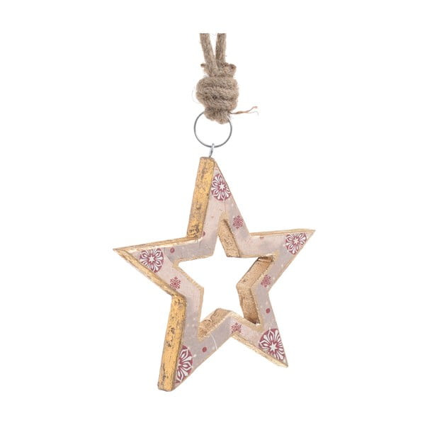 Świąteczna drewniana dekoracja wisząca w kształcie gwiazdy InArt Anna