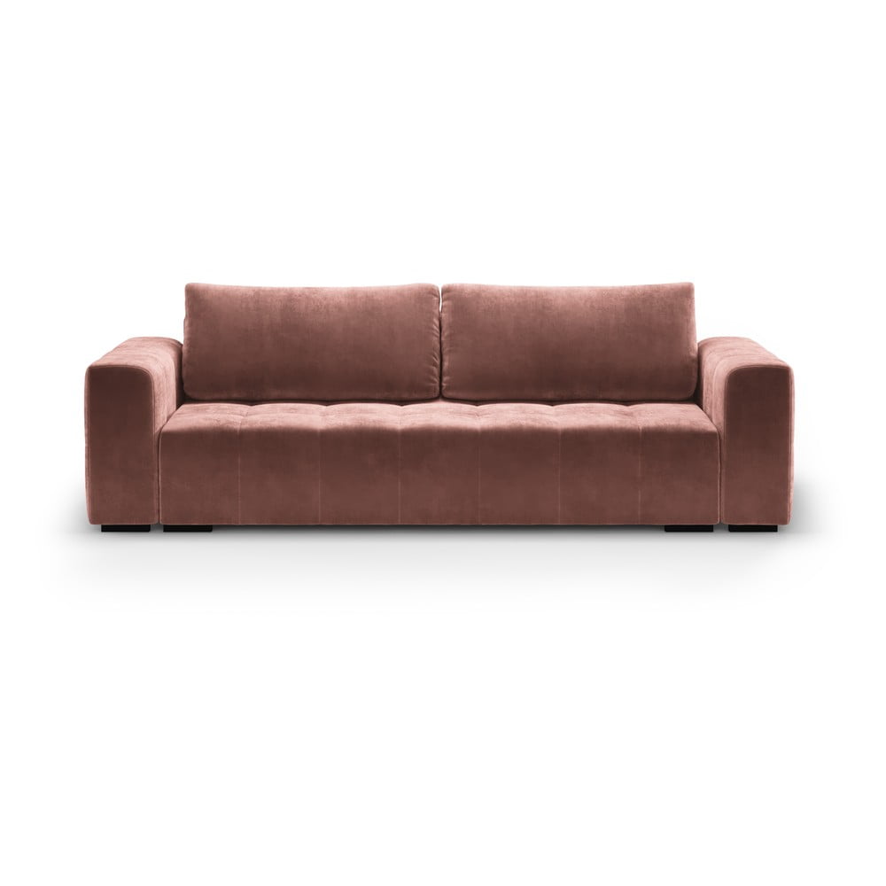 Różowa aksamitna rozkładana sofa Milo Casa Luca