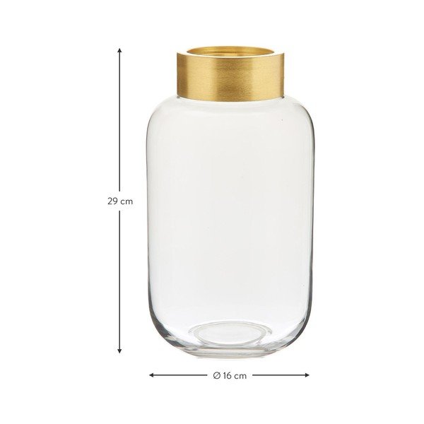 Szklany wazon z metalowym elementem w kolorze złota Westwing Collection Lori, wys. 29 cm-image-4