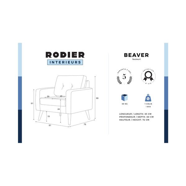 Ciemnozielony fotel Rodier Beaver-image-1