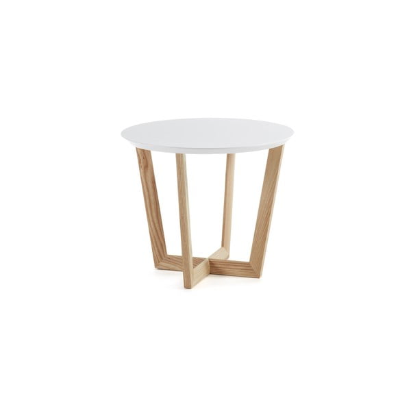 Stolik z drewna jesionowego z białym blatem La Forma Rondo, ⌀ 60 cm
