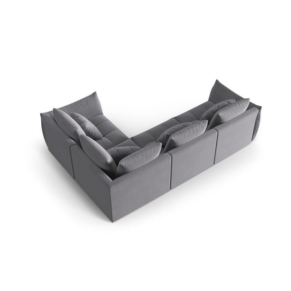 Ciemnoszary aksamitny narożnik (prawostronny/w kształcie litery L) Bloom – Micadoni -image-3