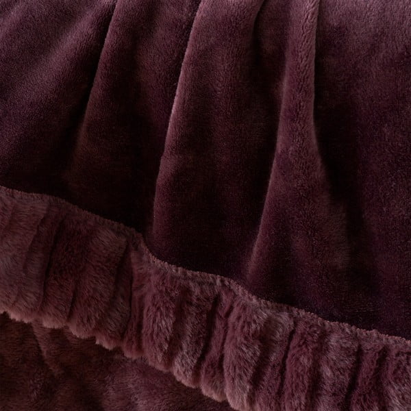 Ciemnofioletowy koc z mikropluszu 150x200 cm Velvet and Faux Fur – Catherine Lansfield-image-2