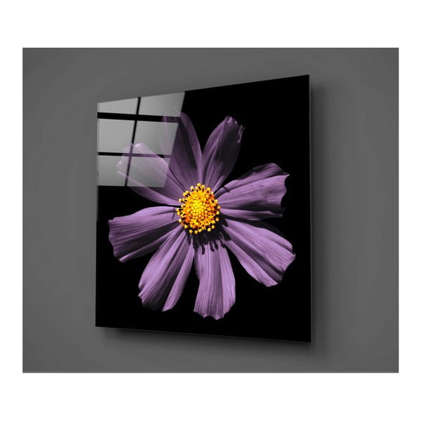 Czarno-fioletowy obraz szklany Insigne Flowerina, 30x30 cm