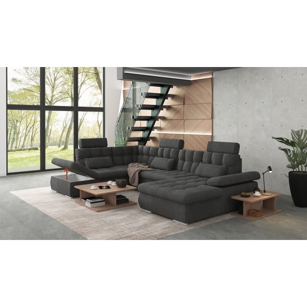 Antracytowy rozkładany narożnik ze schowkiem (lewostronny/w kształcie litery U) Merkur – Ropez-image-4