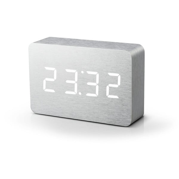 Biały budzik z białym wyświetlaczem LED Gingko Brick Click Clock