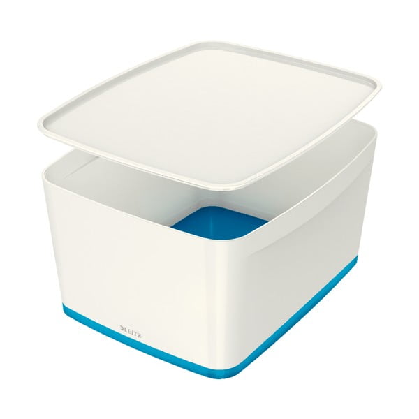Biały/niebieski plastikowy pojemnik z pokrywką 32x38.5x20 cm MyBox – Leitz