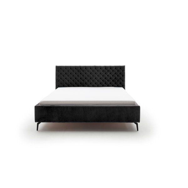 Czarne tapicerowane łóżko dwuosobowe ze schowkiem ze stelażem 180x200 cm La Maison – Meise Möbel-image-2