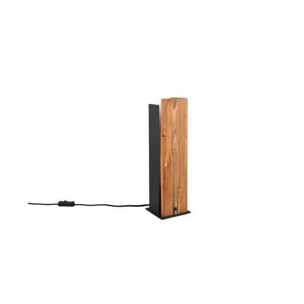 Czarno-naturalna lampa stołowa z drewnianym kloszem (wysokość 40 cm) Karuni – Trio-image-3