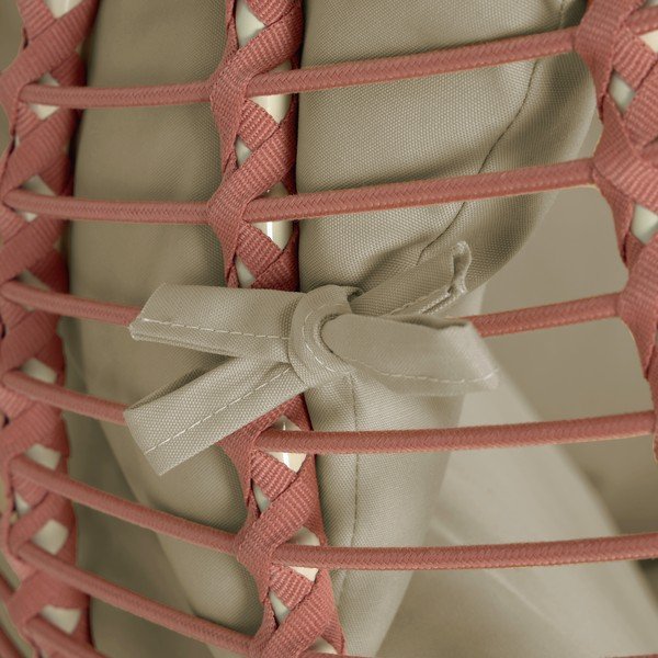 Wiszący fotel ogrodowy z plecionką w kolorze terakoty ze stojakiem Kave Home Elianis-image-4