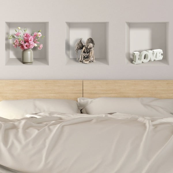 Komplet 3 naklejek ściennych 3D Ambiance Symbols of Love-image-1