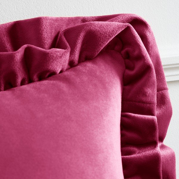 Aksamitna poduszka dekoracyjna 43x43 cm Velvet Double Frill – Catherine Lansfield-image-1