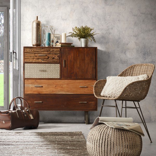 Brązowo-biały puf Kave Home Shore-image-4