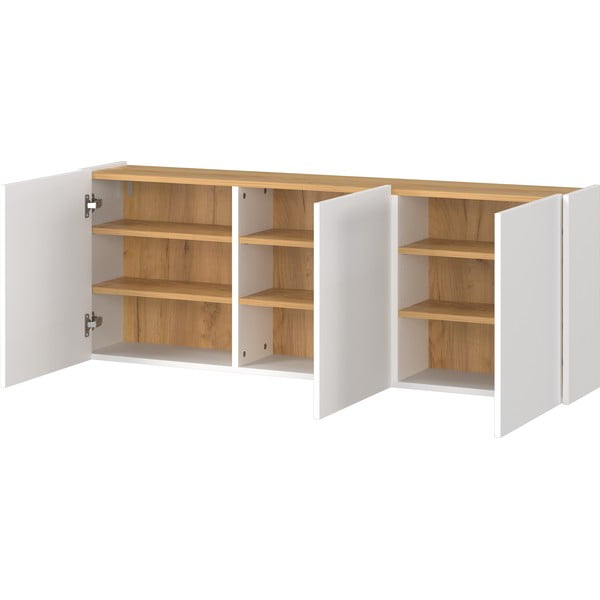 Biała szafka w dekorze dębu wisząca 138x52x25 cm Libbiano – Germania-image-3