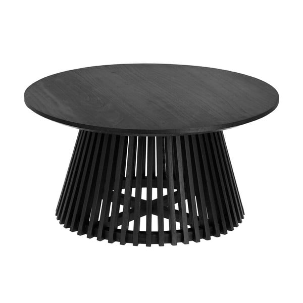 Czarny stolik z drewna tekowego Kave Home Irune, ⌀ 80 cm