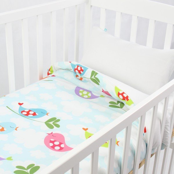 Dziecięca pościel bawełniana z poszewką na poduszkę Mr. FoxLittle Birds, 100x120 cm-image-1