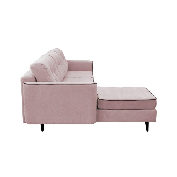 Różowy narożnik rozkładany z czarnymi nogami Mazzini Sofas Dragonfly-image-2