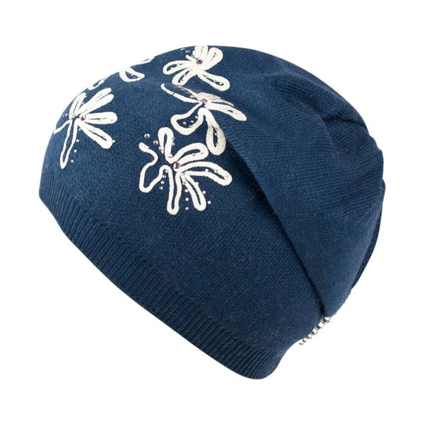 Ciemnoniebieska czapka z białym wzorem Hala