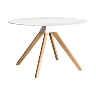 Biały stół z konstrukcją z bukowego drewna Magis Cuckoo, ø 120 cm