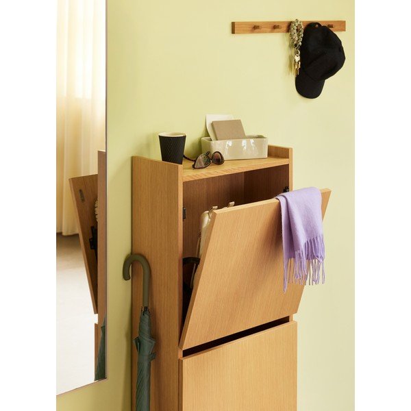 Uchylna szafka na buty w dekorze dębu w naturalnym kolorze 50x110x24 cm Forma – Hübsch-image-2
