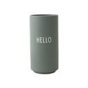 Zielony porcelanowy wazon Design Letters Hello, wys. 11 cm