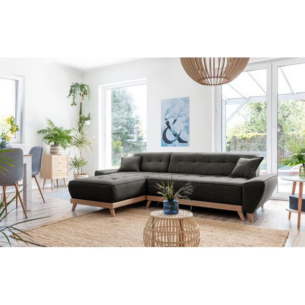 Ciemnoszary rozkładany narożnik wielofunkcyjny Miuform Dazzling Daisy-image-3