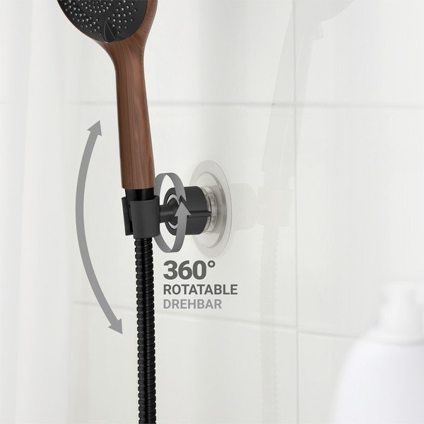 Czarny plastikowy uchwyt na słuchawkę prysznicową bez wiercenia Libertà – Wenko-image-2